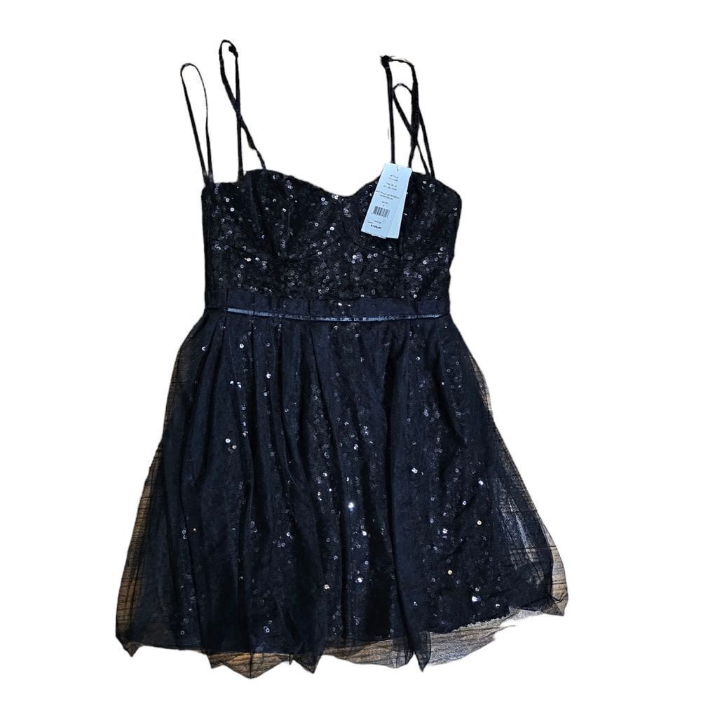 Women's FRENCH CONNECTION‎ Sequins Mesh Overlay Dress Size 6